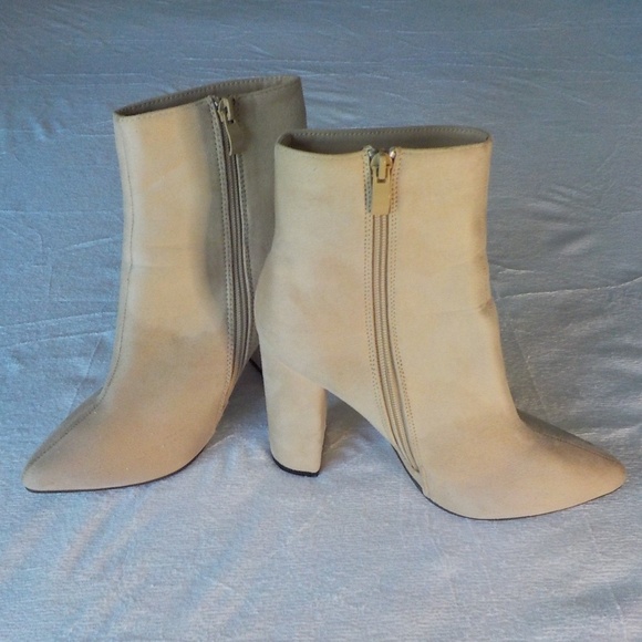 Cream Suede Ankle Boots - Picture 1 of 7